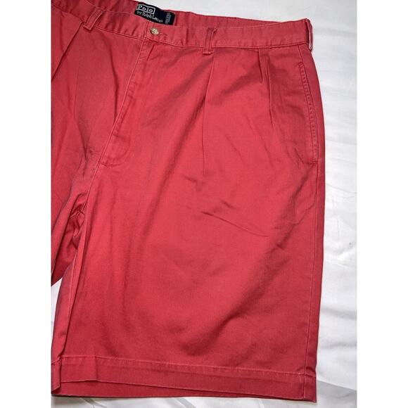 Polo Ralph Lauren Shorts Men's Size 42 Salmon Light Red The Tyler Pleated Chino - Picture 3 of 15